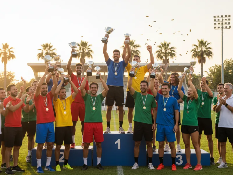 Local athletes receiving trophies at a Zeus Athletics tournament