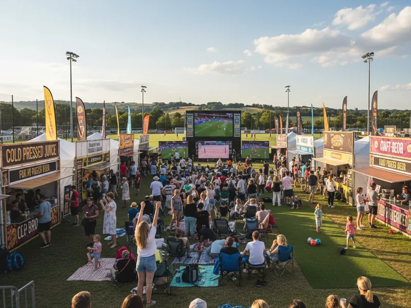 Fan zone and spectators at a Zeus Athletics community festival