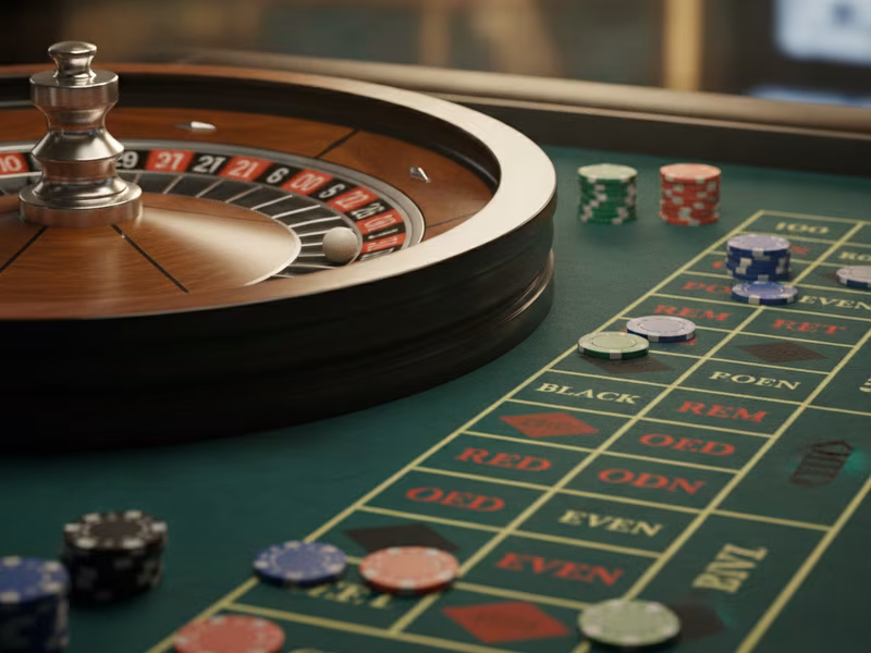 American roulette wheel with double zero