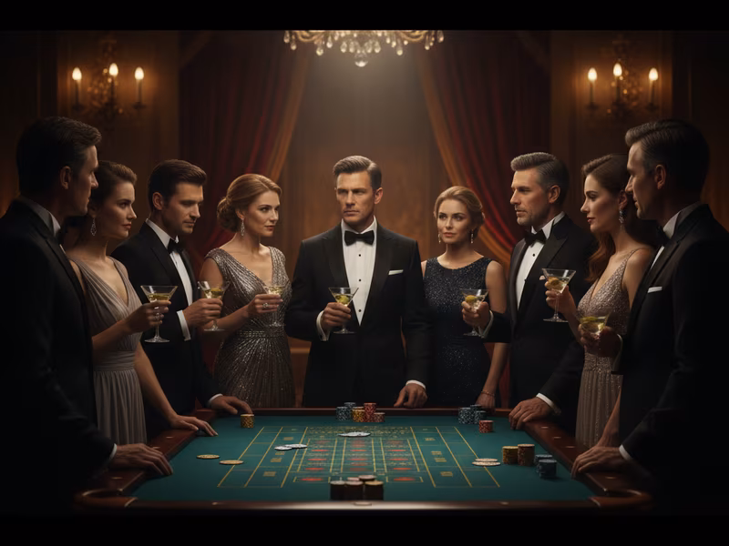 James Bond Casino Royale themed event with guests in evening wear