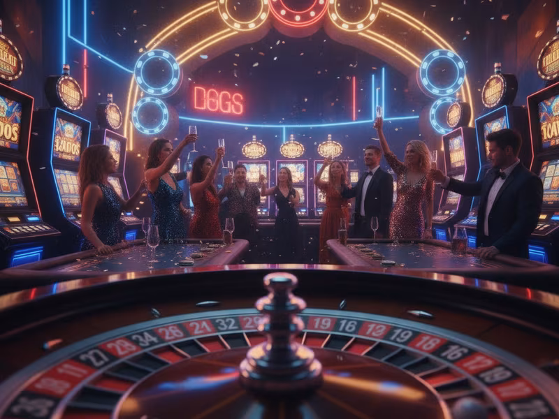Las Vegas themed party with bright neon lights